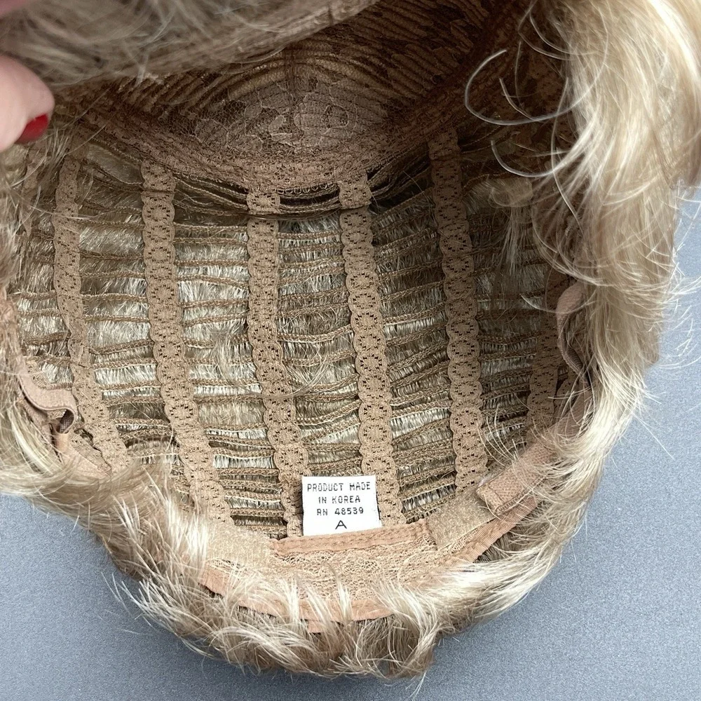 Vintage Short Blonde Wig Modacrylic PVC Fiber Made In Korea